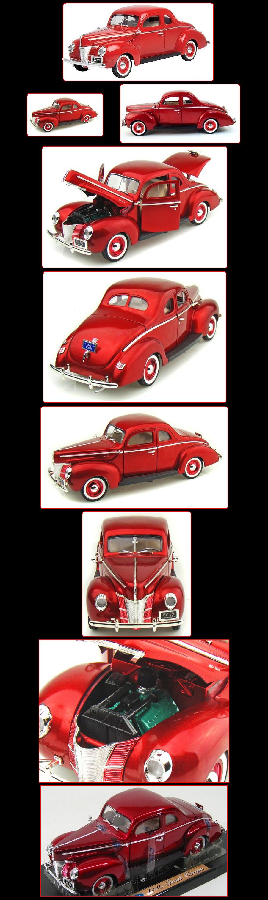 Miniature Ford Deluxe Coupe 1940 Au 1/18 - Série American Muscle Ertl, Couleur Bordeaux, Occasion